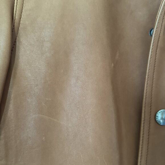 VTG Lauren Ralph Lauren cognac Tan Leather Button Up Jacket equestrian western S - Picture 6 of 6
